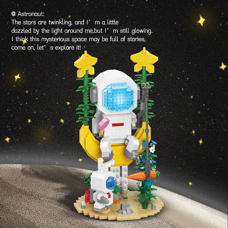 TUNJILOOL الفضاء رائد الفضاء اللبنات ألعاب أطفال الشكل رائد الفضاء اللبنات نموذج للأطفال هدايا عيد ميلاد ديكور #5