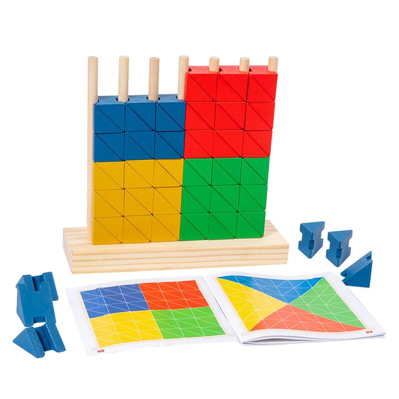 مكعبات بناء مثلث هندسي خشبي كلاسيكي للأطفال ، نشاط ما قبل المدرسة ، أعمار 3 سنوات ، ألعاب سفر ، هدية العيد #2