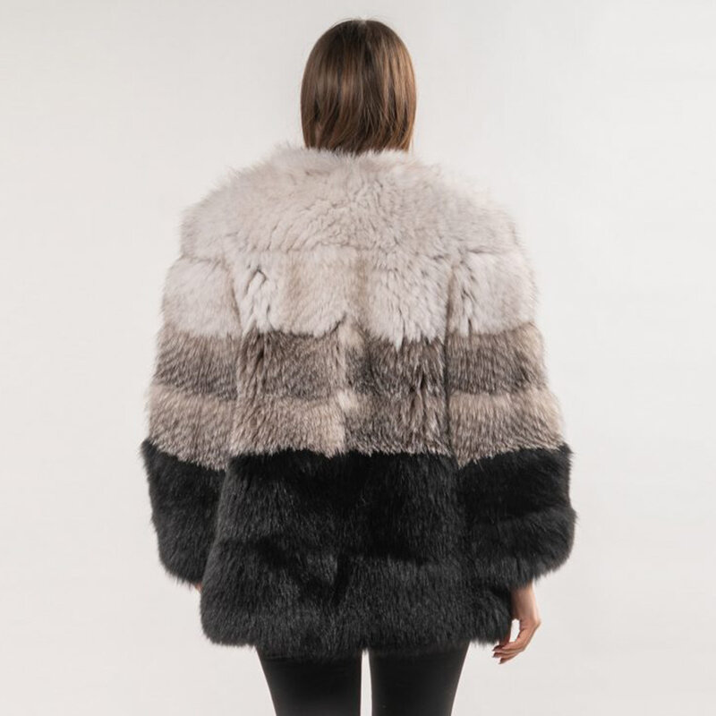 منتصف طول عالية الفراء الحقيقي جودة النساء معطف الطبيعي معطف دافئ سميكة الثعلب سترة فاخرة طويلة الشظية الشتاء