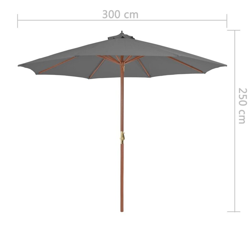 مظلة في الهواء الطلق مع القطب الخشبي 118.1 "أنثراسايت