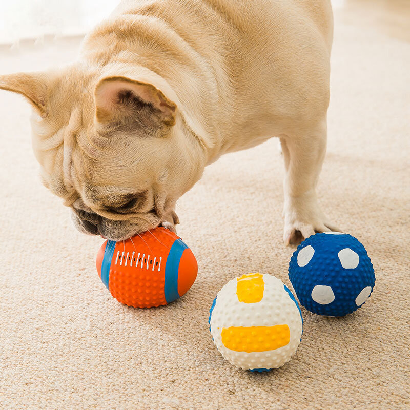 لينة اللاتكس الحيوانات الأليفة دمية على شكل كلب الكرة صرير اللعب تنظيف الأسنان مضغ صوت لعبة مستلزمات الحيوانات الأليفة غير سامة كرات التدريب دائم