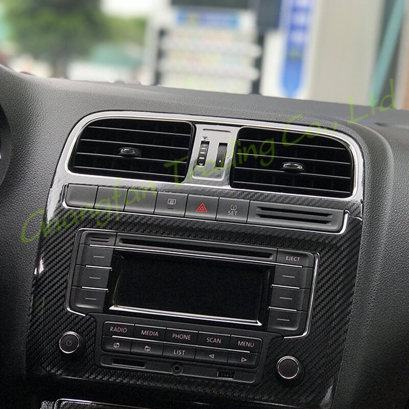 سيارة ثلاثية الأبعاد/5D ألياف الكربون سيارة الداخلية مركز وحدة التحكم غطاء تغيير لون صب ملصق الشارات ل Volkswagen بولو MK5 2011-2018 #3
