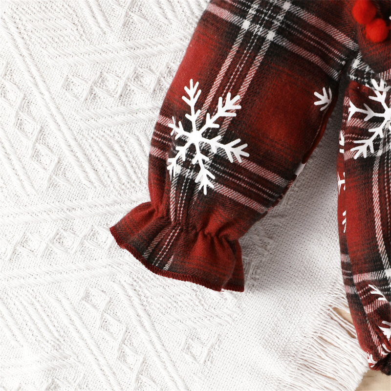 Patبات عيد الميلاد زي وزرة الوليد طفلة الملابس المولود الجديد حللا 2 قطعة ندفة الثلج القوس رومبير مع مجموعة عصابات رأس