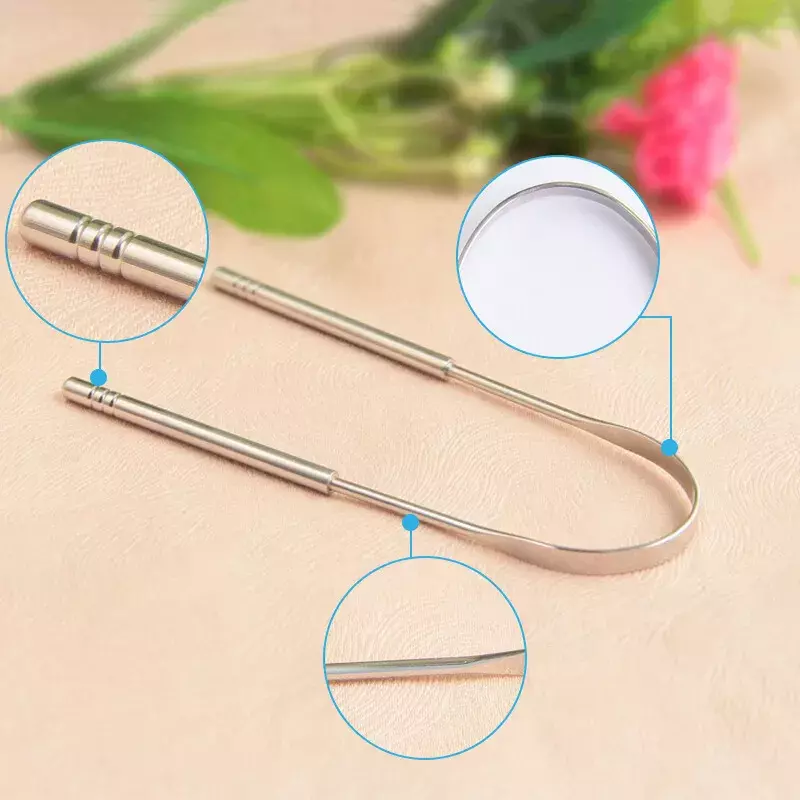 1PC Stainless Steel Tongue Scraper Brush Cleaning Scraper Oral Care Keep Fresh Breath Improve Oral Hygiene Tongue Cleaner Tools