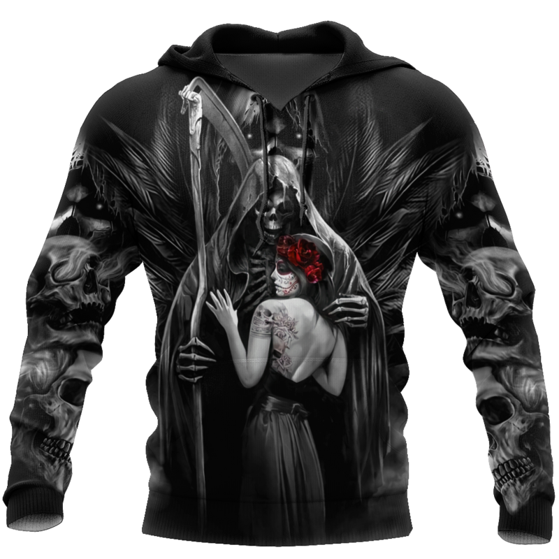Reaper Skull Angels and Demons 3D full-print autumn men's hoodie unisex casual zipper pullover streetwear sudadera hombre