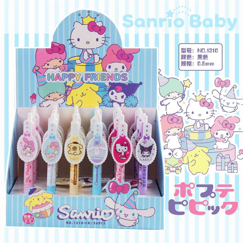 Sanrioed Anime Cartoon series Cinnamoroll HelloKitty Kuromi Kawaii cartoon shape gel pen cute signature pen learning stationery