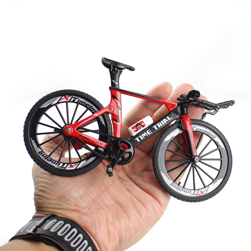 دراجة هوائية صغيرة مصنوعة من السبائك بمقياس 1:10 موديل Diecast دراجة سباق جبلية قابلة للطي مجموعة من الحلي للأطفال
