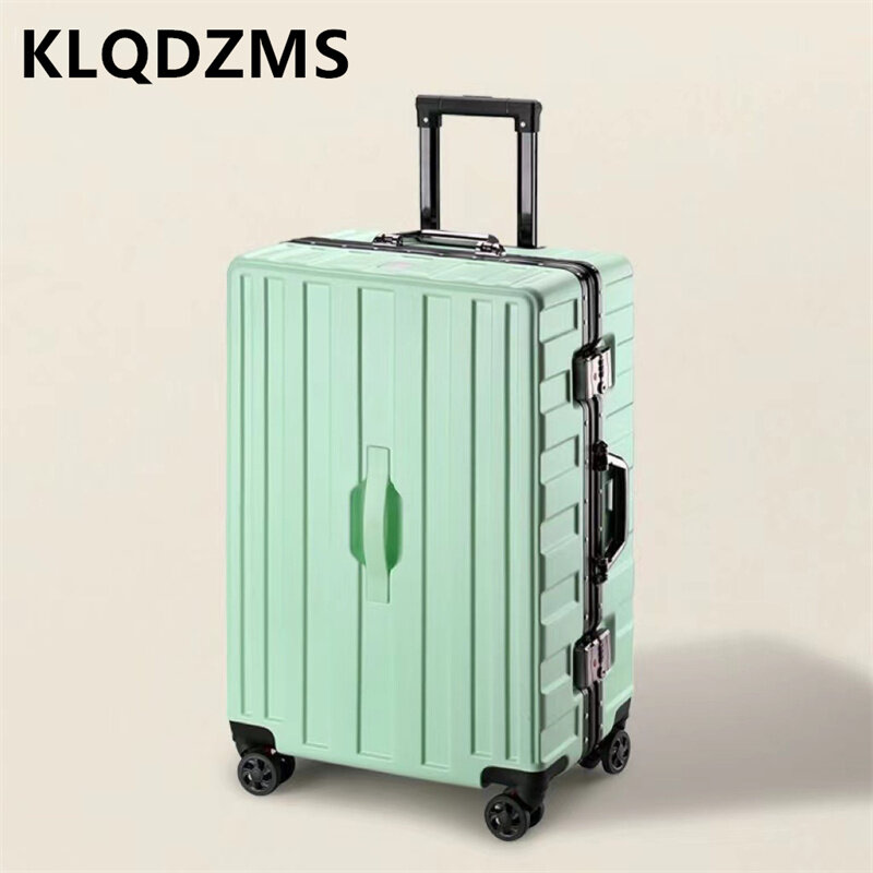KLQDZMS 20 "22" 24 "26" بوصة جديد كبير قدرة اليابانية الألومنيوم الإطار اليد الأمتعة عالمية صامتة عجلة عربة حقيبة
