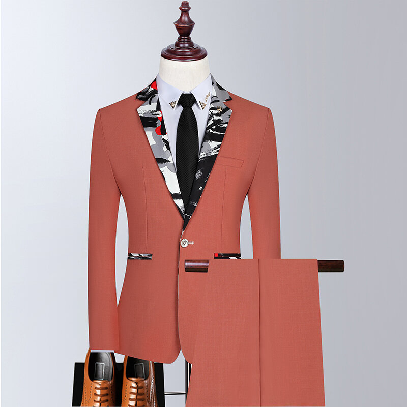High Quality (Blazer + Trousers) Men's British Style Elegant Fashion Simple Business Casual Gentleman Slim Formal Suit 2 Pieces