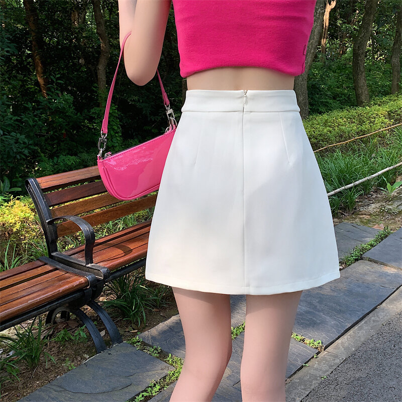 Mini Skirts Women Irregular Button Design Temper All-match Casual Sweet Retro Harajuku College Holiday Mujer Faldas Summer Cool