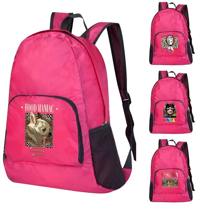 Unisex Lightweight Outdoor Backpack Portable Foldable Camping Hiking Travel Daypack Leisure Leopard Print Sport Bag Pink Bagpack #1