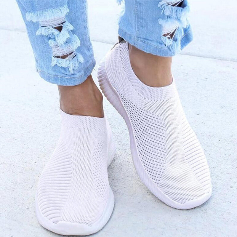 Women Flat Slip on White Shoes Woman Lightweight White Sneakers Summer Autumn Casual Chaussures Femme Basket Flats Shoes 2022