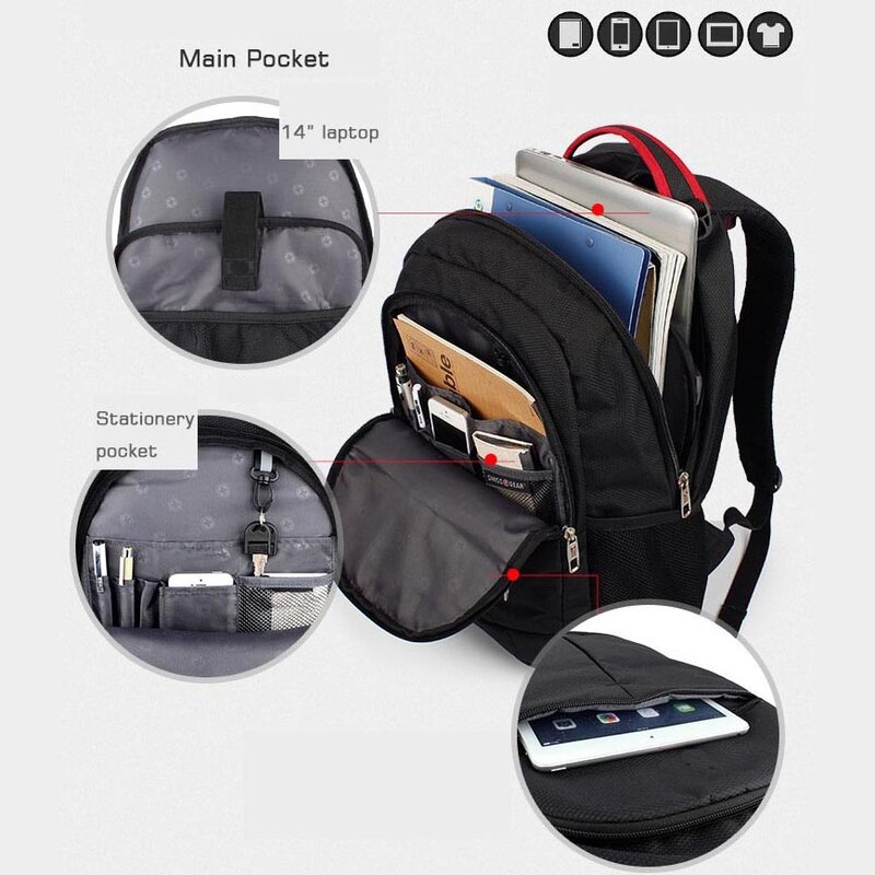 2022 جديد Crossren جودة الأصلي السويسري حقيبة متعددة الوظائف حقيبة ظهر مدرسية لللاب توب Mochila مقاوم للماء حقيبة الظهر الحضرية حقيبة السفر #5