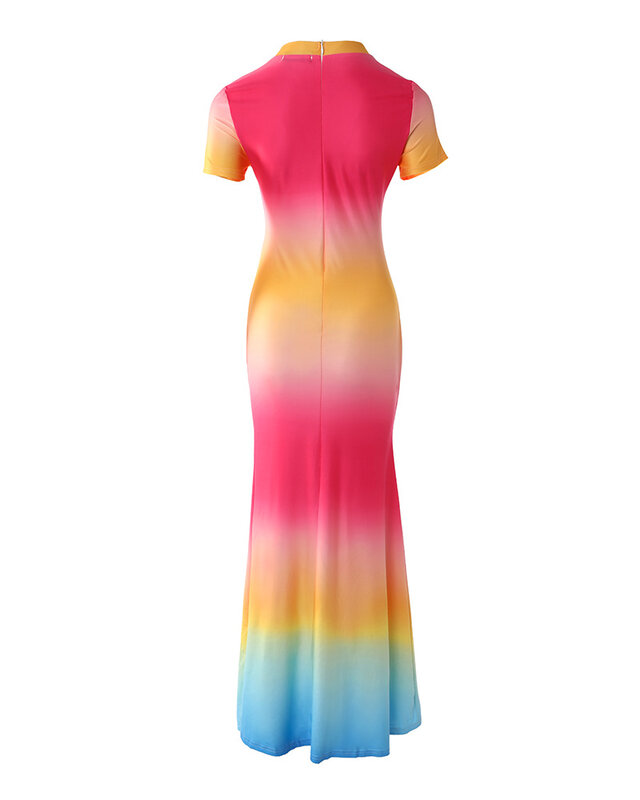أومبير قصيرة الأكمام فستان ماكسي عادية المرأة س الرقبة ضئيلة عالية الخصر الربيع الصيف كامل طول فستان Bodycon #4