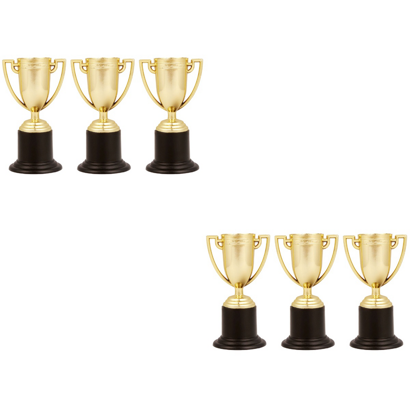 6 Pcs  Plastic Golden Trophy Student Sports Award Trophy Reward for Competitions (Gold) #4