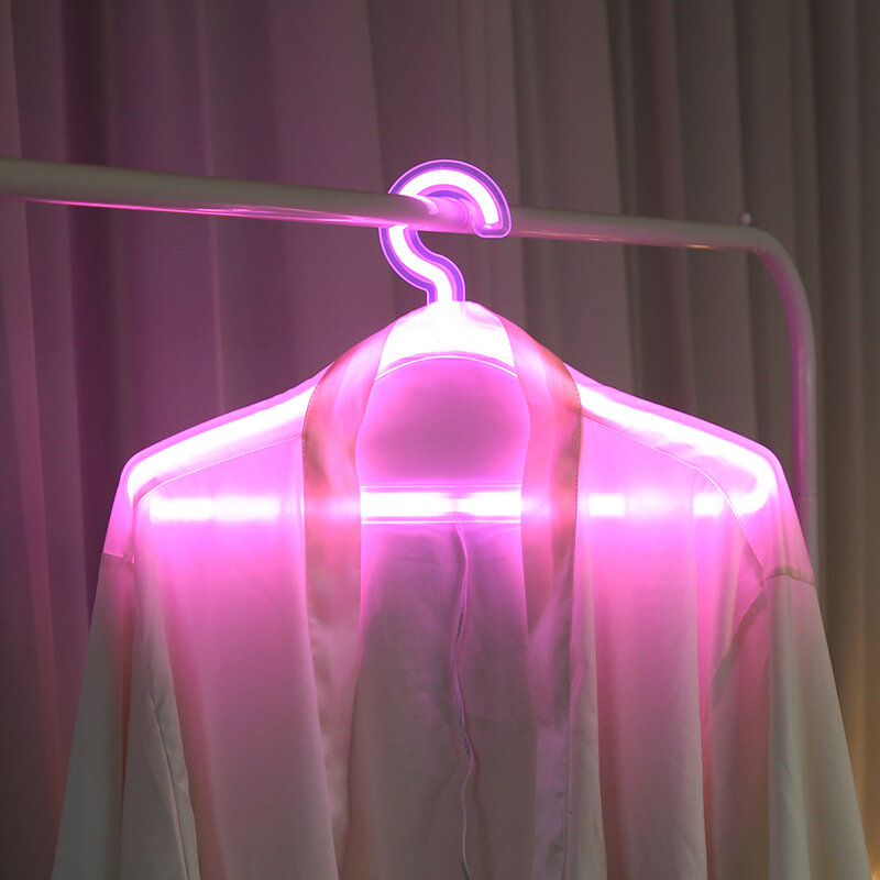 LED ضوء النيون تسجيل حامل ملابس شكل USB بالطاقة أضواء الزخرفية شماعات ضوء لغرفة النوم متجر الملابس الجدار الديكور #4