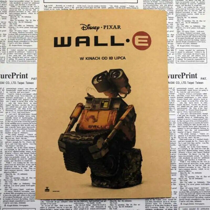 WALL-E Disney Pixar Classic Movie Kraft Vintage Decorative Painting Poster Anime Poster Home Decor  Room Decor Wall Art
