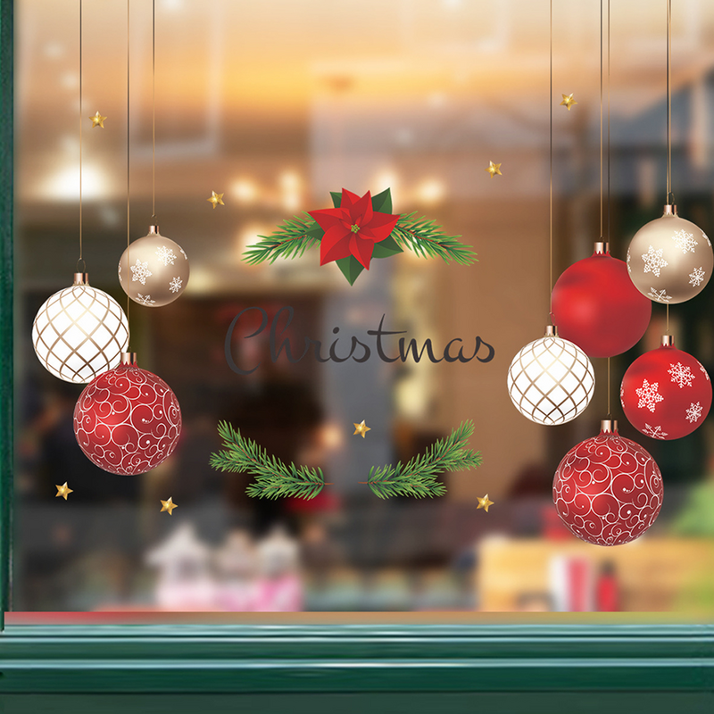 4 ورقة من ملصقات عيد الميلاد نافذة الشارات الزجاج الشارات مهرجان ملصقات المنزل #4