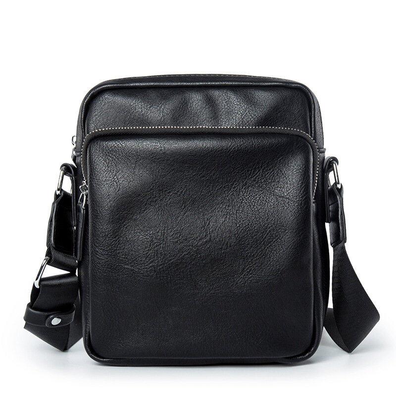 Vintage سستة صغيرة مربع الرجال حقائب كروسبودي حقيبة كتف سوداء الكلاسيكية جلد الذكور الرافعة عبر الجسم حقائب