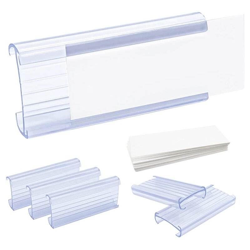 Wire Shelf Label Holders, 30 Pack Plastic Wire Shelf Label Clips With Label Paper Removable Wire Rack Label Holder