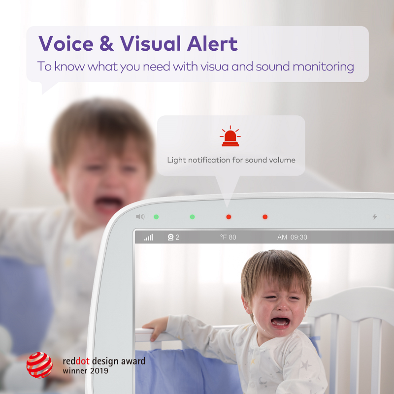 VAVA 5 "720P مراقبة الطفل مع عموم إمالة-كاميرا زووم مراقبة الصوت والبصرية الأشعة تحت الحمراء للرؤية الليلية ومراقبة الحرارية