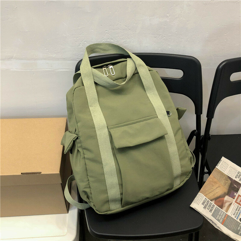 جديد الكورية نمط بلون Bookbag النايلون حقيبة مدرسية غير رسمية المرأة مقاوم للماء حقيبة ظهر بسيطة في سن المراهقة حقيبة السفر