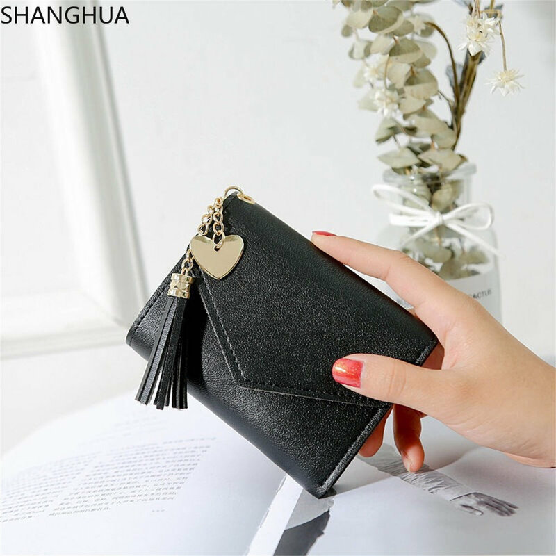 شانغهوا محفظة صغيرة الاتجاه على شكل قلب قلادة بسيطة موضة متعددة الوظائف نمط يتشي المرأة بطاقة المحفظة