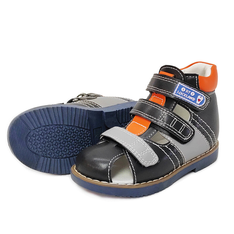 حذاء أطفال من Ortoluckland حذاء للأطفال الأولاد مصنوع من الجلد الأسود صندل مناسب لتقويم العظام حذاء مسطح للأطفال البنات من Tiptoe مقاس 23 إلى 33 #4