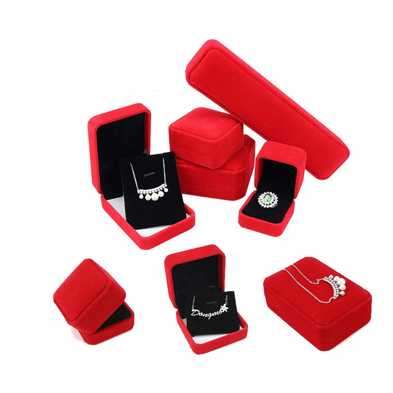 1 قطعة صندوق خاتم قطيفة حمراء هدية التعبئة والتغليف الزواج التخزين المنظم القرط عرض هدية عيد الحب