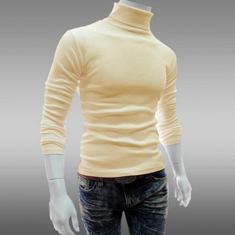 جديد الرجال قميص بلون طويلة الأكمام سليم صالح تنفس الأساسية نصف عالية طوق مرونة مكافحة يتقلص الخريف القمم الذكور الملابس