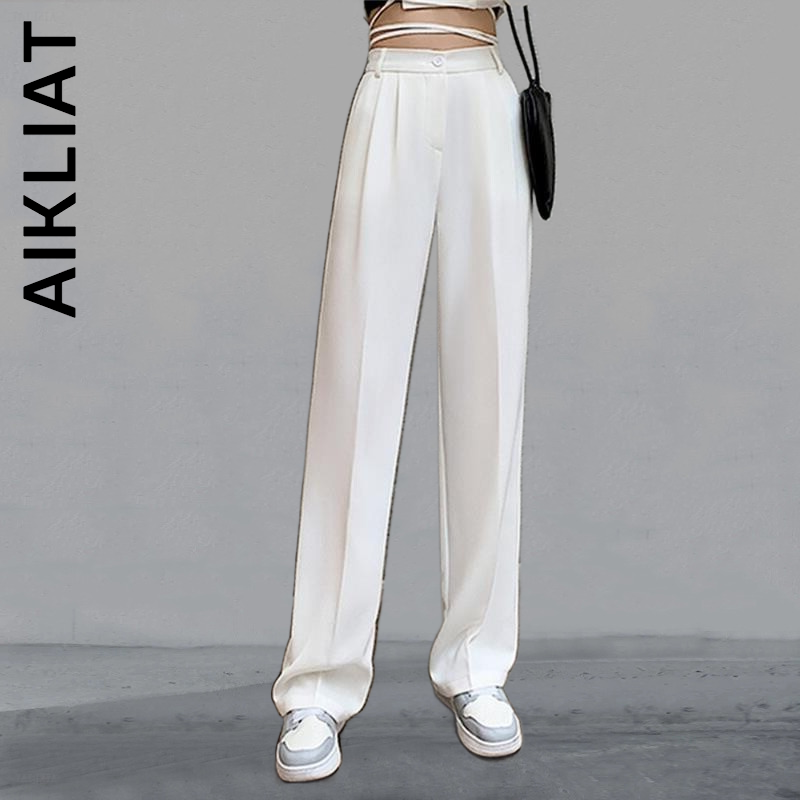 Aikliat Women Fashion Pants TrousersFloor-Length White Suits Pants Casual Bottoms Elastic Pants Women Leg Slim Clothes Female