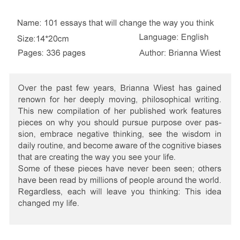 101 المقالات التي من شأنها تغيير الطريقة التي تفكر بها من قبل Brianna Wiest كتب باللغة الإنجليزية للبالغين التفكير الحكمة