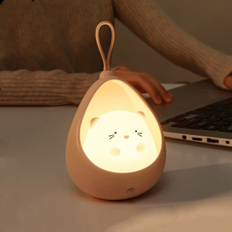 الذكية مستشعر حركة ليد ضوء الليل USB قابلة للشحن لطيف الحيوان Led مصباح هدايا للأطفال أطفال غرفة نوم سيليكون الجدار أضواء