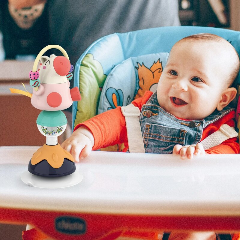 هولا طفل التنموية عالية كرسي اللعب-كرسي مرتفع صينية دمية شخشيخة مع شفط كأس لمدة 6 إلى 12 شهرا من العمر