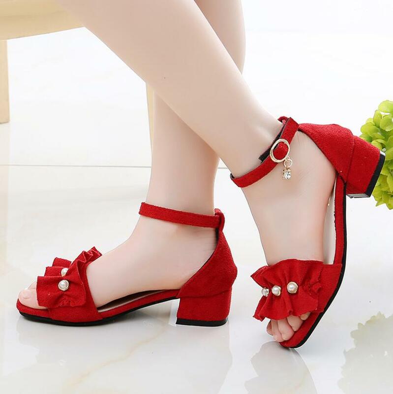 Cute Flowers Korean Girls Sandals 2022 New Non-slip Soft Hook & Loop Princess Flat Non-slip Fashion Solid Black Beach Shoe Sweet