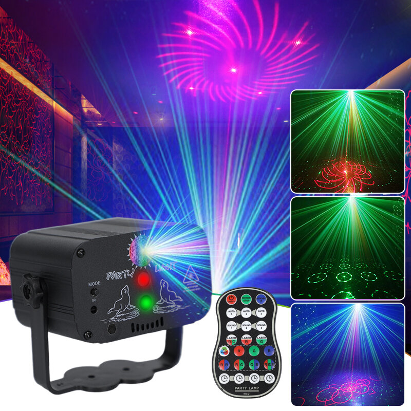 YSH مصغّر Dj ليزر LED مرحلة بروجيكتور موسيقى صوت تحكم ديسكو حفلة RGB مصباح USB قابل للشحن عرس عيد ميلاد ضوء إحترافي