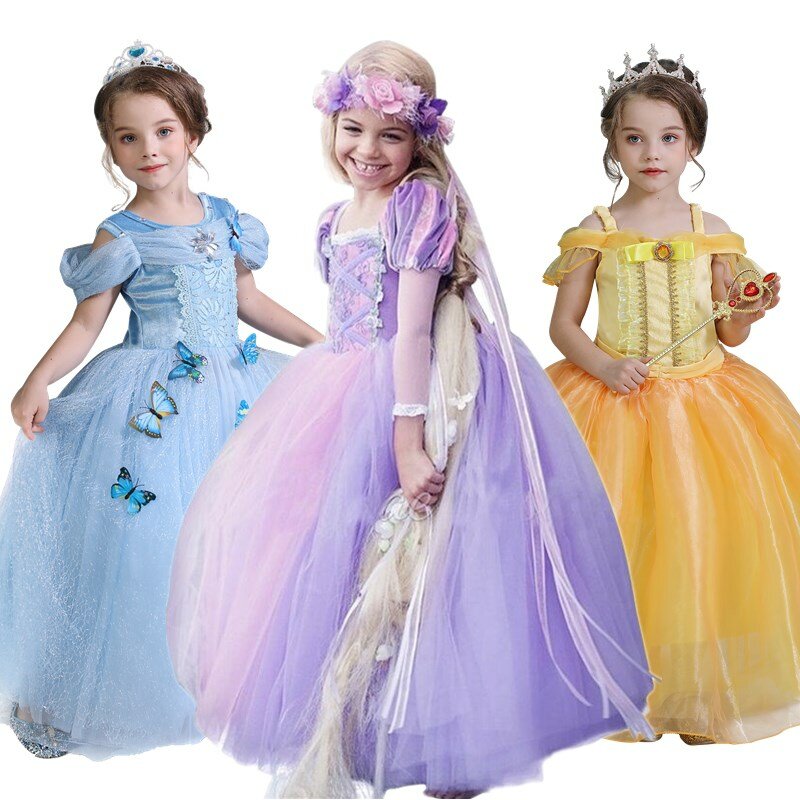 الفتيات الكرتون الأميرة اللباس يتوهم حزب اللباس زي الأميرة فتاة اللباس الاطفال تأثيري حزب 