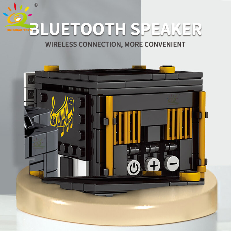 HUIQIBAO 264 قطعة نموذج البيانو الأزرق الأسنان المتكلم حامل هاتف المحمول اللبنات MOC الإبداعية الطوب مجموعة لعب للأطفال الأطفال