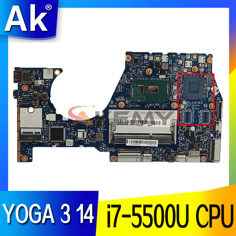 NM-A381 لينوفو اليوغا 3 14 YOGA3 14 دفتر اللوحة وحدة المعالجة المركزية i7 5500U DDR3 100% اختبار العمل