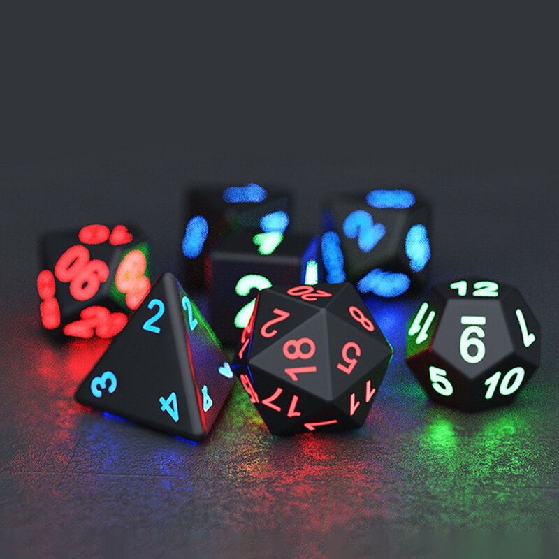 Luminous DND Dice Luminous RPG Dice Set LED Rechargeable Dice Set With Charging Box D&D Dice Gifts Multiple Sides