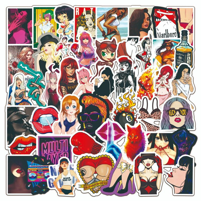 50pcs Japanese Anime Sexy Girl Graffiti Stickers Electric Car Bicycle Water Cup Computer Notebook Electric Car Sticker