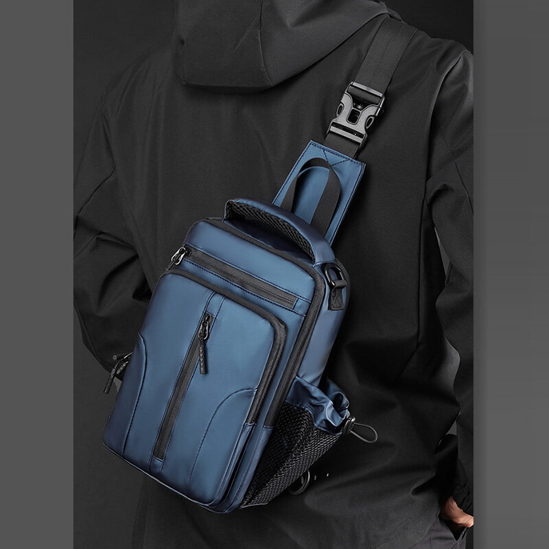 الرجال عبر الجسم الكتف حقيبة الظهر الرافعة حقيبة النايلون مع USB شحن ميناء السفر موضة الذكور الجانب رسول حقائب الصدر