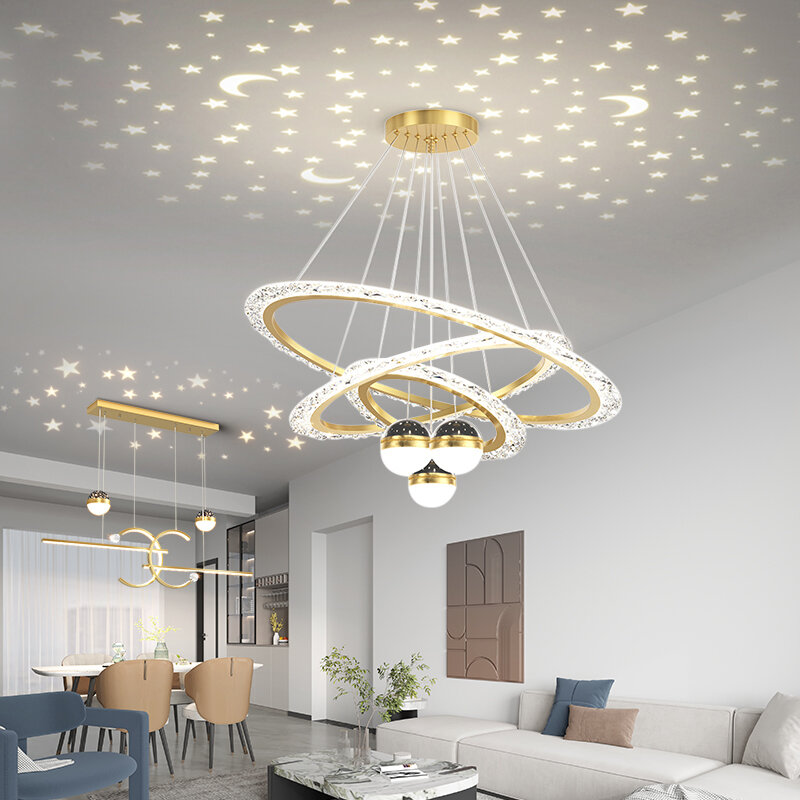 Simple Home Led Star Chandelier For Living Dining Room Kitchen Bedroom Modern Ring Chandelier Interior Lighting Decorative Lamps #1