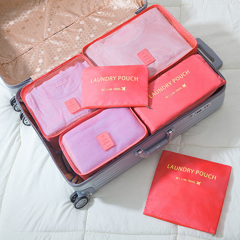 6 قطعة حقيبة التخزين السفر مجموعة للملابس مرتبة منظم خزانة حقيبة منظّم حقيبة سفر حافظة أحذية التعبئة مكعب حقيبة
