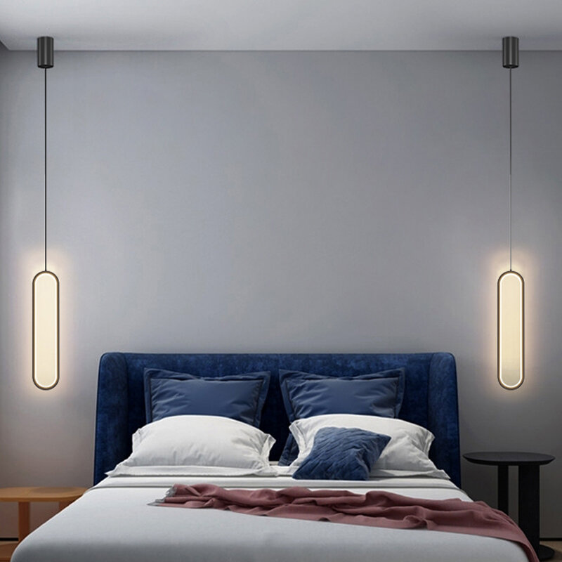 LED قلادة ضوء الحديثة بسيطة نوم السرير مصباح معلق الشمال غرفة ديكور تركيبات الإضاءة الطعام غرفة المعيشة Lustres #5