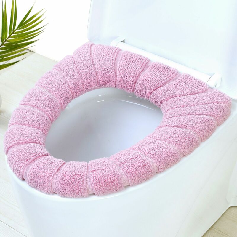 1 قطعة الشتاء الدافئة غطاء مقعد المرحاض حصيرة لون نقي لينة O-شكل وسادة مريحة سمكا مقعد المرحاض قابل للغسل اكسسوارات الحمام