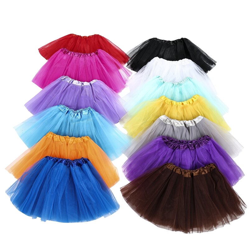 2-8 سنوات الفتيات تنورة رقص الأطفال شبكة قصيرة توتو تنورة فستان حفلة لون نقي رقيق توتو تنورة pettiدرجات