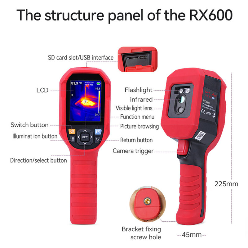A-BF الأشعة تحت الحمراء الحرارية تصوير جهاز قياس درجة الحرارة التدفئة الوقت الحقيقي لايف كاميرا تصوير حراري لإصلاح RX-600