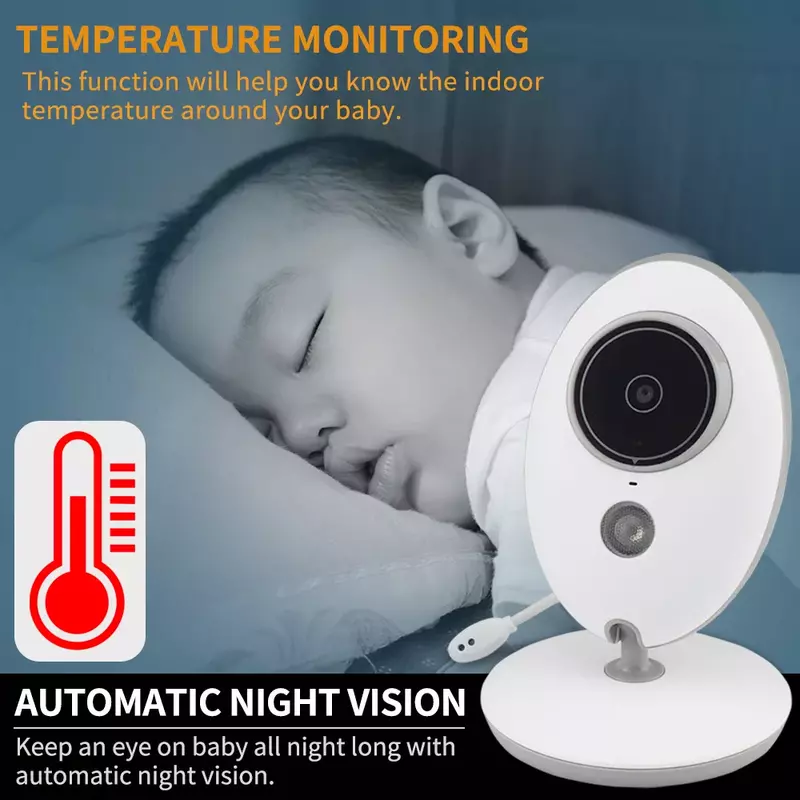 TakTark 2.4 بوصة لاسلكية فيديو مراقبة الطفل كاميرا ملونة الاتصال الداخلي للرؤية الليلية مراقبة درجة الحرارة جليسة مربية