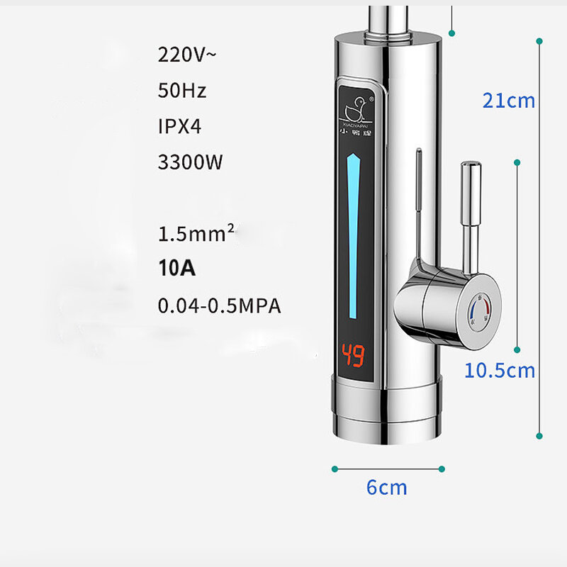 سخان المياه الكهربائية عرض درجة الحرارة المطبخ Tankless لحظة صنبور الماء الساخن 3300 واط 220 فولت